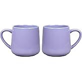 Bosmarlin Glossy Ceramic Coffee Mugs Set of 2, Tea Cup for Office and Home, 18 oz, Suitable for Dishwasher and Microwave(Purple, 2)