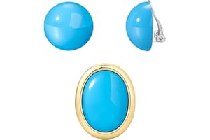 Catuni Princess Blue Earrings Costume Non Pierced Clip on Earrings and Brooch Pin Princess Game Accessories Costume Cosplay Women