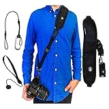 Dupe Accessories Quick Release Camera Neck Strap w/Lens Cap Leash, Safety Tether and Tripod Compatible