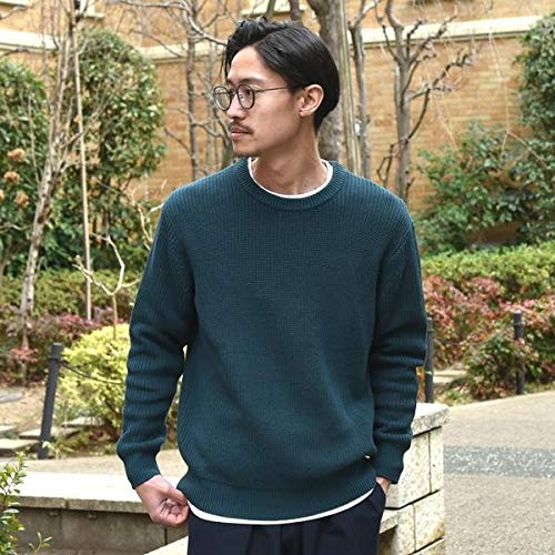 Amazon シップス メンズ Ships Su ビッグ 畦編み クルー