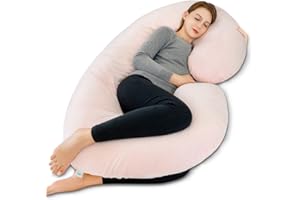 INSEN Pregnancy Pillow,Maternity Body Pillow with Velvet Cover,C Shaped Body Pillow for Sleeping (Cozy Velvet-pink)
