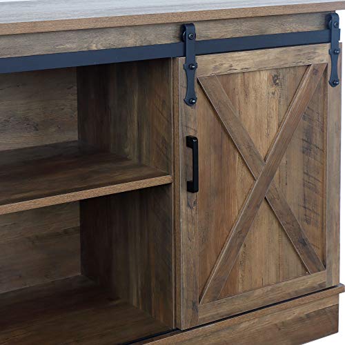GHQME Sliding Barn Door Farmhouse TV Stand，58 Inch Storage Table，Wood