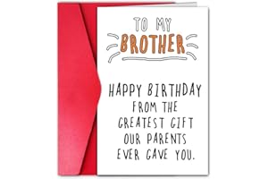 Funny Birthday Card for Brother from Sister, Sarcastic Humorous Greeting Card for Him - with Envelope for Step Brother, Hilar