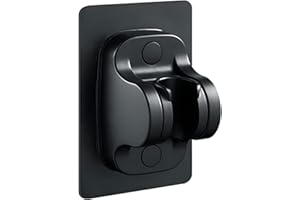 Generic Drill-Free Wall Mount Shower Head Holder with Strong Waterproof Adhesive - Black ABS Plastic