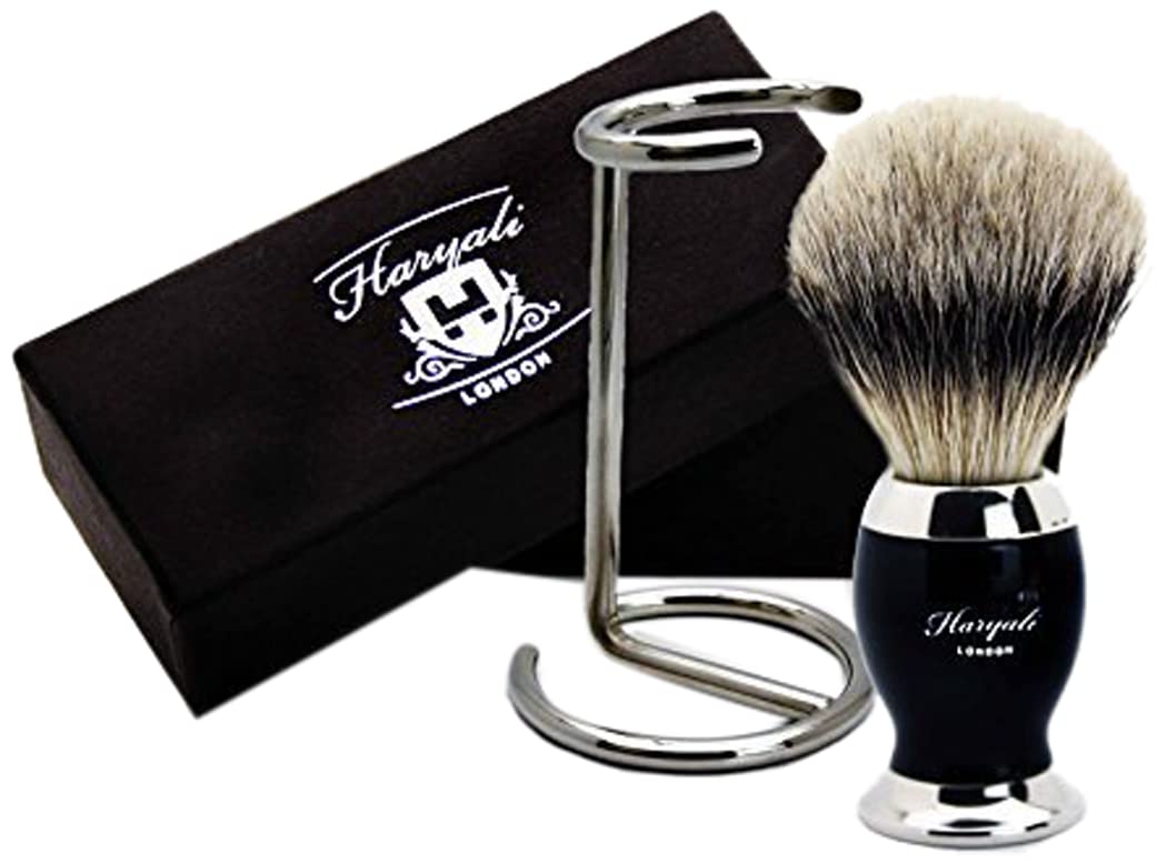 Badger Hair with Black & Metal Colour Base & Stainless Steel Stand