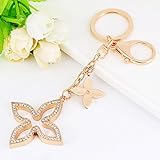 Jzcky Shzrp Creative Hollow Four Leaf Clover Crystal Rhinestone Keychain Key Chain Sparkling Key Ring Charm Purse Pendant Handbag Bag Decoration Holiday Gift