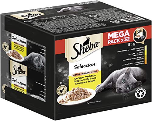 Selection in Sauce – Comida húmeda para Gatos en el Cuenco – Variación de Aves de Corral con poularde, Pollo, Aves de Corral y Pavo – 32 x 85 g