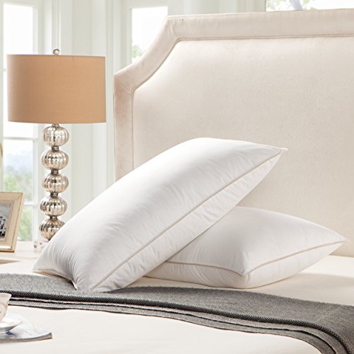 Egyptian Bedding Goose Down Pillow - 1200 Thread Count Egyptian Cotton , MEDIUM FIRM, Standard / Queen Size