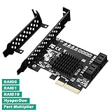 N N.ORANIE 4-Port SATA III 6Gbps PCIE RAID Host Controller Card Support HyperDuo SSD Tiering IPFS Hard Disk Port Multiplier Marvell 88SE9230 Chipset
