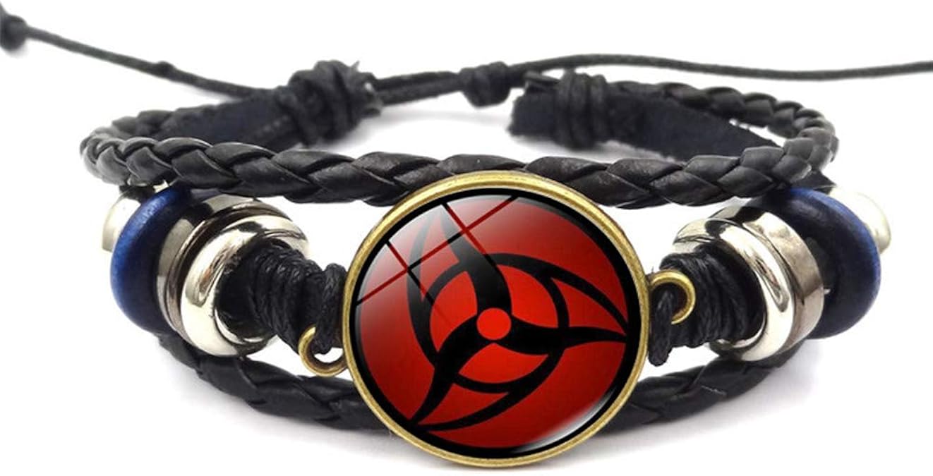 lunanana Anime Naruto Bracelet, Kakashi Sasuke Glass Gemstone Braid