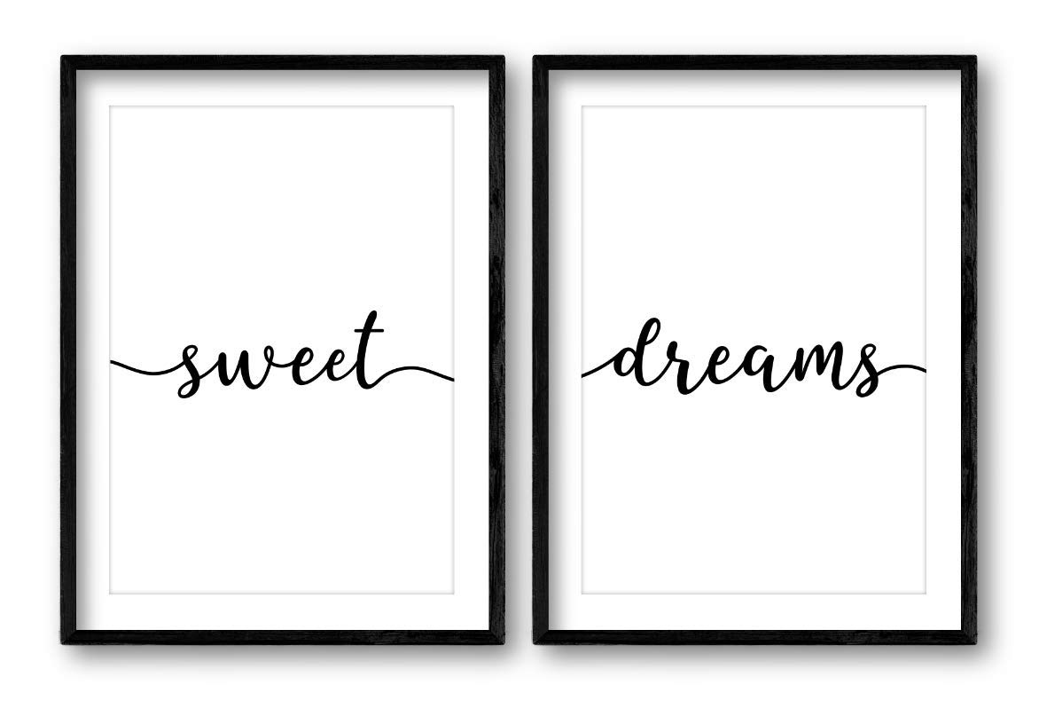 Sweet Dreams Quote Wall Art Print Poster x2. Inspirational Bedroom Home Decor Amazon.co.uk