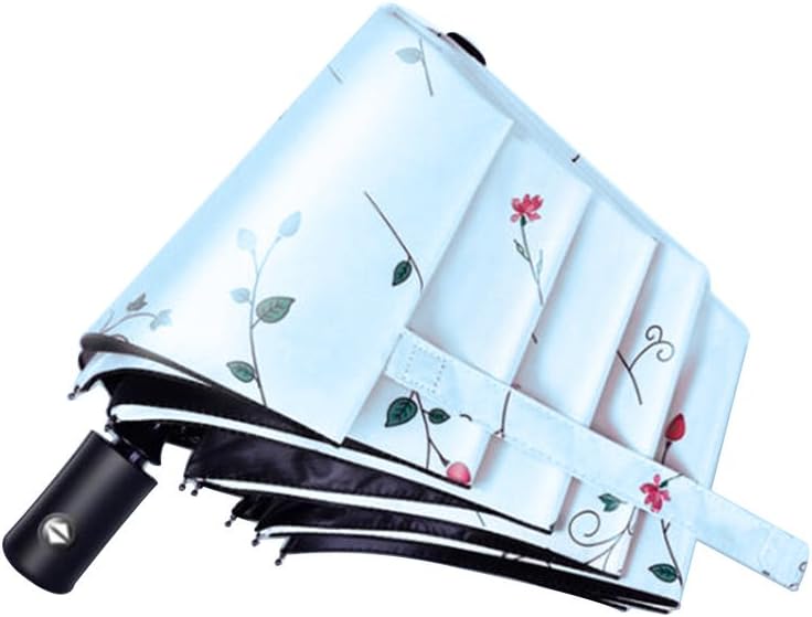 Flower Umbrella Folding Umbrella Auto Open Close Automatic Umbrella 8 Ribs Umbrellas Windproof 99% Anti UV Sun&Rain Travel Umbrella Golf Umbrella Lightweight Portable (Blue)