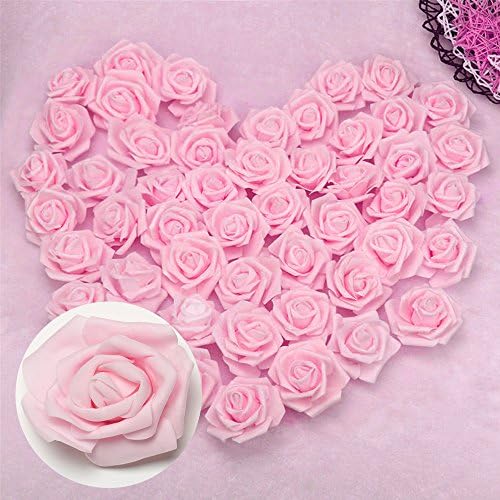 Happyyous 50PCS Artificial Roses Flowers Heads, Fake Silk Roses Heads For DIY Wedding Bouquets Centerpieces Arrangements Party Baby Shower Home Decorations