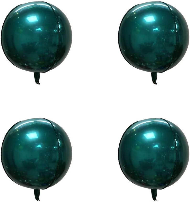 Glanzzeit 4D Balloons All Round Foil Balloons Bride Baby Shower Wedding Birthday Party Prom Helium Balloons Decoration, Pack of 4 (Peacock Green)
