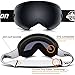 YAKAON Ski Snowboard Snow Goggles with UV Protection Anti-Fog Spherical OTG Anti-Slip Strap for Men Women