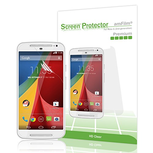 Moto G 2nd Gen Screen Protector, amFilm Screen Protector for Motorola G 2nd Generation (Moto G2) 2014 Premium HD Clear (3-Pack)