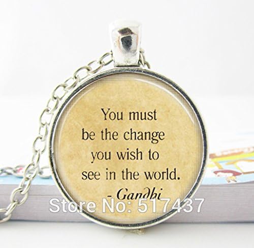 Pretty Lee Hot Glass Dome Jewelry Mahatma Gandhi Quote Necklace Be The Change You Wish To See In The World Inspirational Art Pendant
