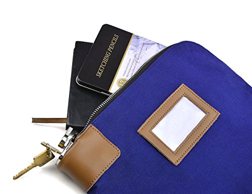 Security/Night Deposit Bag with 2 keys, Locking Bank Bag Canvas 11 x 8-1/2 Inches, Blue