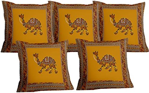Lali printsLali prints Patch Work Royal Camel Print Cushion Cover Set of 5