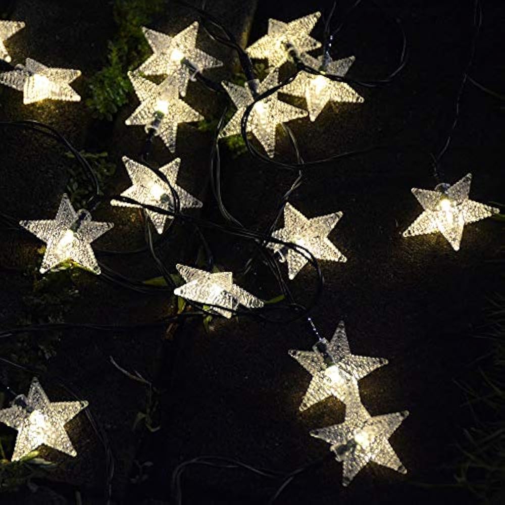 Solar Star String Lights, Outdoor Powered Twinkle Fairy 30ft 50LED