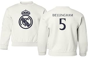SONANSU Soccer Star Madrid Football Jersey Style Bellingham Youth Crewneck Sweatshirt