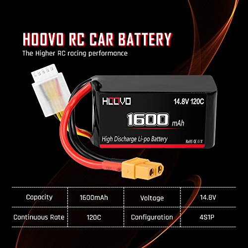 HOOVO 4S 120C 14.8V 1600mAh LiPo Battery with XT60 Plug for FPV Racing RC Quadcopter Helicopter Airplane Multi-Motor Hobby DIY Parts