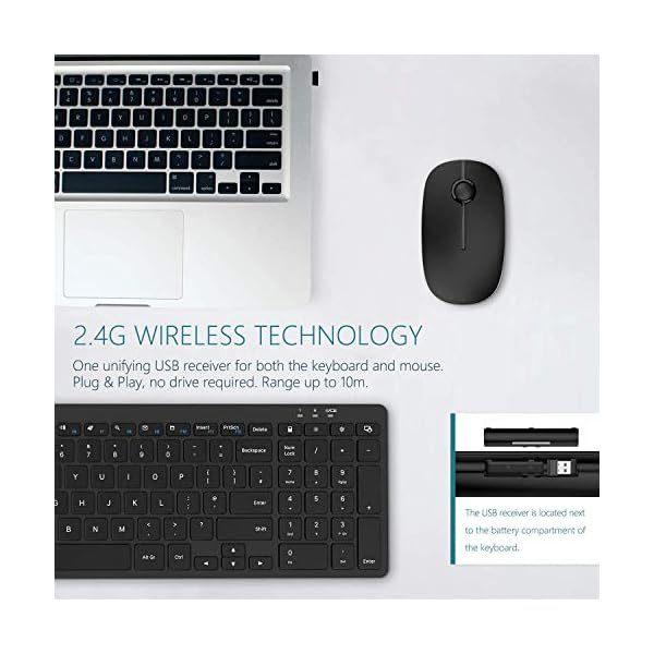 Keyboard-and-Mouse-Jelly-Comb-24G-Wireless-Ultra-Slim-Full-Size-Keyboard-Mouse-Set-Combo-QWERTY-UK-Layout-for-Computer-Laptop-Desktop-with-USB-Ports-Black Keyboard and Mouse, Jelly Comb 2.4G Wireless Ultra Slim Full Size Keyboard & Mouse Set Combo QWERTY UK Layout for…