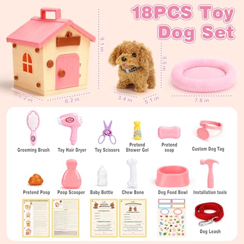 Dreamon Dog Barking and Walking Dog Toy Walking and Barking with Kennel Pet Care Accessories Gift Girl 3 4 5 Years Old