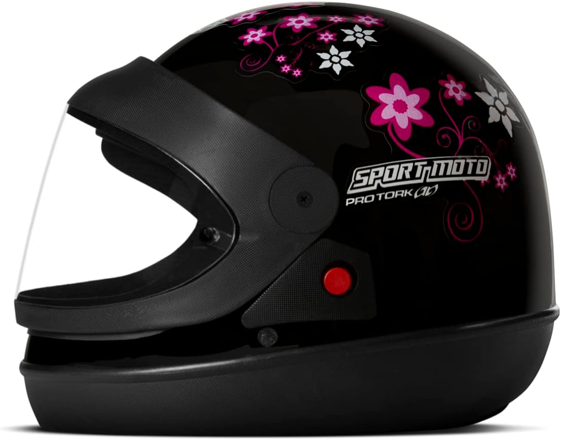 Pro Tork Capacete Moto Semiautomático Sport Moto For Girls, Preto, Tam. 58