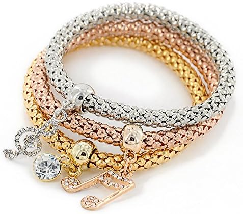 Valentine Collection Gold Plated Multi Layer/Combo Dangling Musical Notes Charms Bracelet for Women & Girls