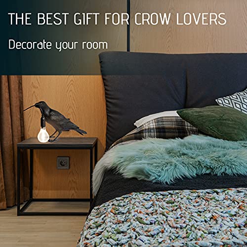 Raven Table Lamp - Crow Desk Lamp - Lifelike Resin Raven Light, Birds Table Light for Bedside Bedroom Living Room Decor (Black)-KJYZDYZQ