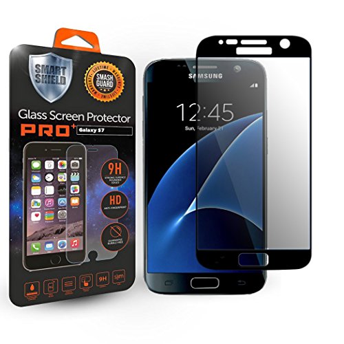 Smart Shield - Samsung Galaxy S7 (3D CURVED) Tempered Glass Screen Protector PRO, FULL COVERAGE 9H Hardness and Easy Bubble-Free Installation (S7 Black)