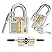 Kuject Practice Lock Set, Transparent Cutaway Crystal Pin Tumbler Keyed Padlock, Lock Picking Practice Tools for Locksmith, Include 3 Common Types of Lock for Lock Pick Set