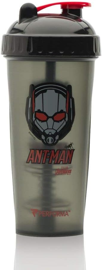 PERFORMA Perfect Shaker - Avengers Shaker Bottle Leak Free Protein Shaker Bottle With Actionrod Mixing Technology For All Your Protein Needs! Shatter Resistant & Dishwasher Safe (Antman)(28oz)