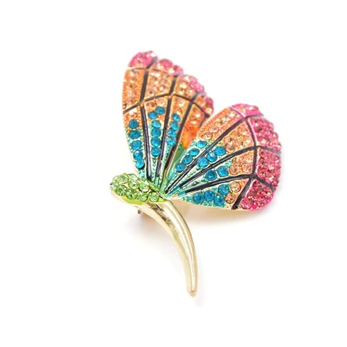 Rhinestone colorido hermoso mariposa brosches für las mujeres modil verano estilo insekten broche nueva llegada