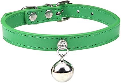 Vowan 1 Pcs En Cuir Collier De Chat Avec Cloche Chiot Sangle De Cou Securite Chaton Colliers Chihuahua Collier Accessoires De Chat Vert S1 Amazon Fr Cuisine Maison