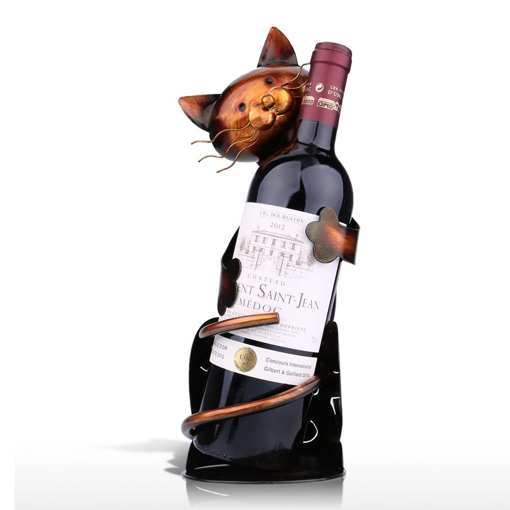 Kavolet Metal Wine Bottle Holder, Cat Shaped Wine Bottle Holder, Metal Wine Tray, Practical Carvings for Home Decoration Cat Crafts
