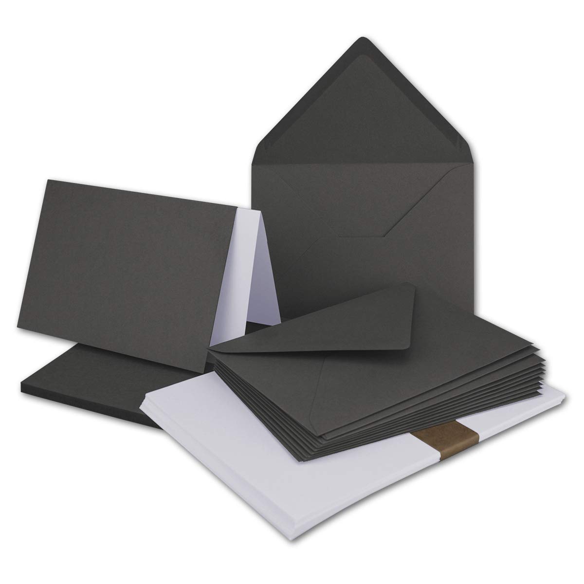 "FarbenFroh by GUSTAV NEUSER" 25x folding cards SET DIN A6/C6 with envelopes in anthracite-grey including insert 14.8 x 10.5 cm Premium quality FarbenFroh