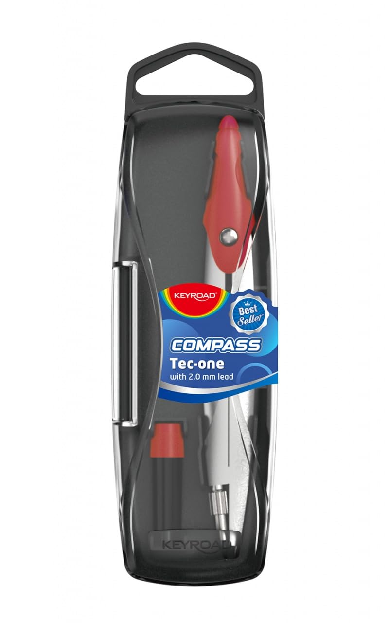 KEYROAD Zirkel/komfortabler Griff/ergonomisches Design/Kunststoffgehäuse/für Schüler/für die Schule/mit zusätzlichen Minen / 3 Farben / 20 Stück pro Packung 4