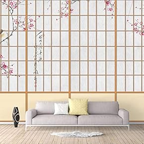 Wall Murals for Bedroom Japanese Grid Windows Removable Wallpaper Peel and Stick Wall Stickers - 66x96 inches