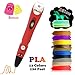 3D Pen with PLA Filament Refills - Dikale 07A【Newest Version】3D Pen Bonus 12 Colors 120 Feet PLA 250 Stencils eBooks for Kids Adults Arts Crafts Model DIY, Non-Clogging