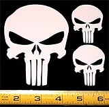 The Punisher Skull - Reverse Cut Set of 3 HQ Single Color White Vinyl Decals!