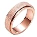 PAURO Women's Stainless Steel Rose Gold Plated Sandblast Finish Lucky Spinner Worry Ring Band 6MM Size 8