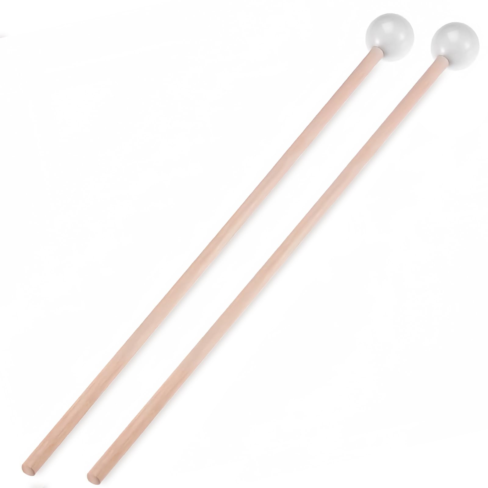Musiin Marimba & Glockenspiel Percussion Mallets - Rubber Xylophone Sticks with Wood Handles(White)