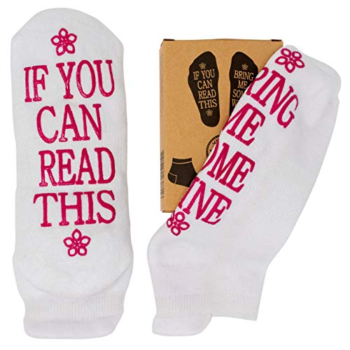 WINE SOCKS + GIFT Ready Packaging - Best Gifts for Women Under 10 Dollars and Wine Accessories and Gifts"If You Can Read This Socks Bring Me Some Wine" Funny socks women