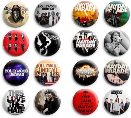 Hollywood Undead / Mayday Parade Pinback Buttons 16Pcs 1.25 inch Best For Jacket,T-Shirts Mix Set