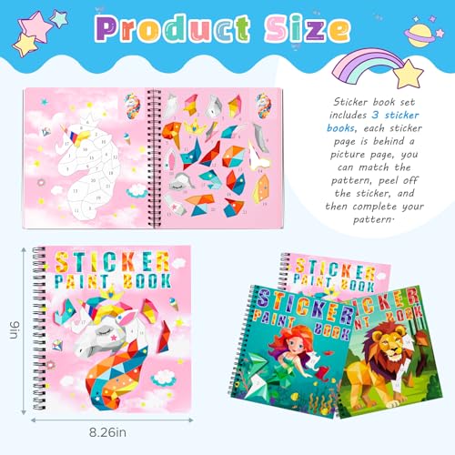 TCJJ 3 Book Stickers For Children From 3 To 8 Years, 30 Images For Girls, Improve Intelligence, For Little Ones