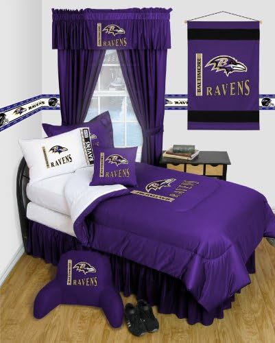 Amazon Com Baltimore Ravens Nfl 4 Pc Queen Comforter Set Locker