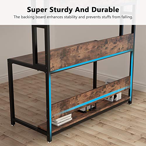 Tribesigns 55 Inches Large Computer Desk with Hutch, Modern Writing Desk with Bookshelf, PC Laptop Study Table Workstation for Home, Vintage + Black Legs