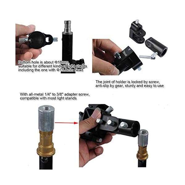 Universal 3-in-1 Tri-Hot Shoe Mount Blitz-Halterung Halter mit 2 Schirmloch für Lichtstativ Kamera Stativ Reflexschirm… – Bild 8